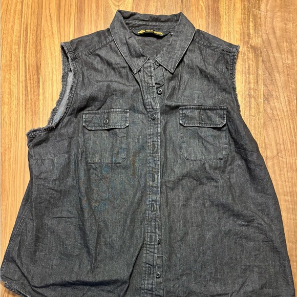 Harley Davidson Black Sleeveless Shirt Frayed Sleeves Biker Motorcycle Size 2w - Picture 1 of 5